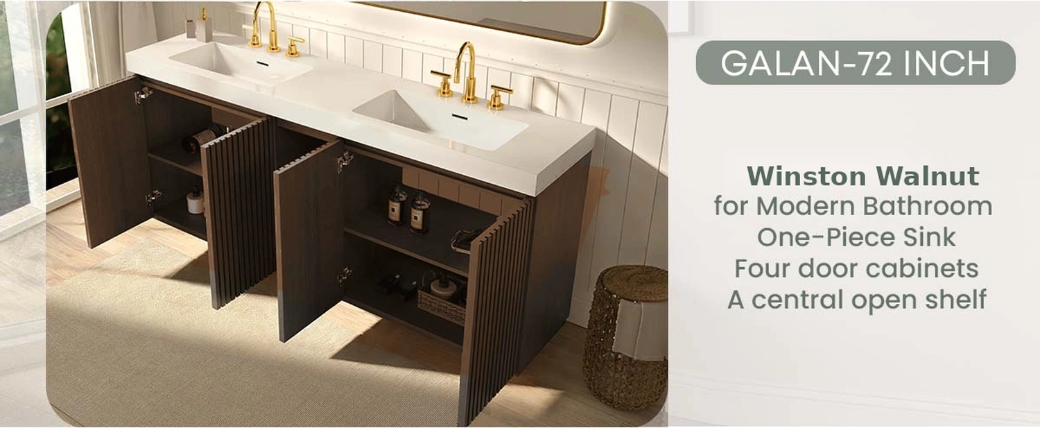 galan 72" winston walnut bathroom vanity