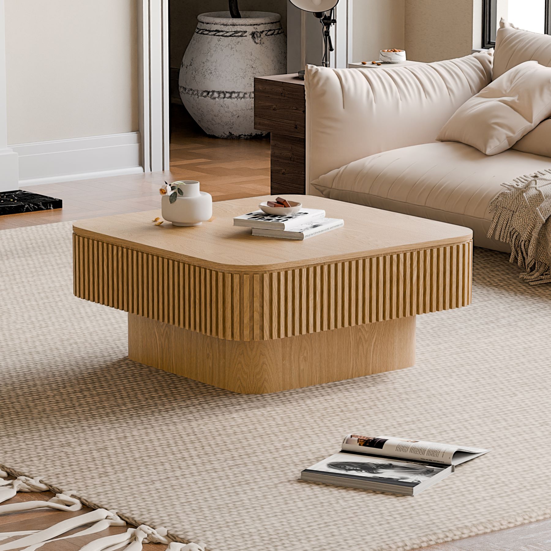 square coffee table with storage solid wood