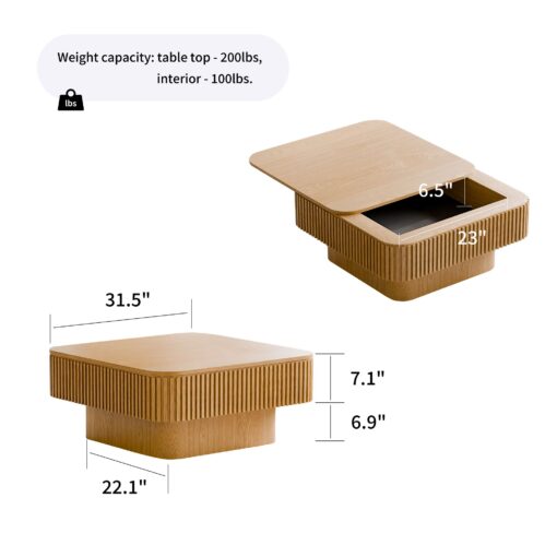 square coffee table with storage solid wood