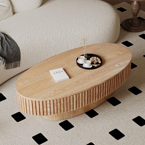 oval coffee table with storage solid wood