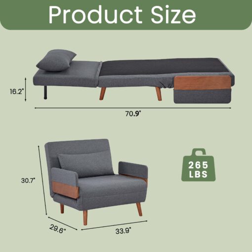 trio modern convertible sleeper sofa bed