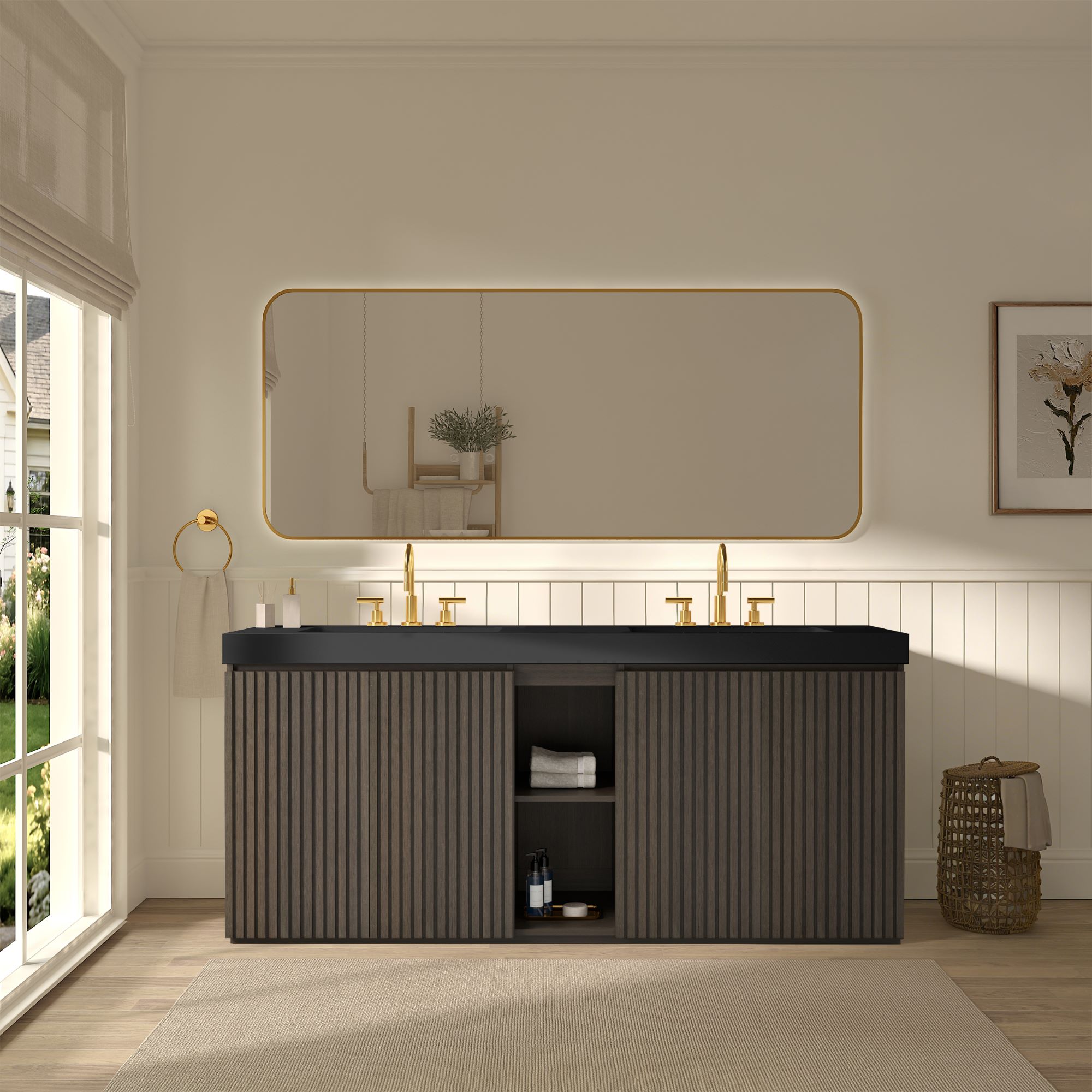 galan 72" smoked bathroom vanity