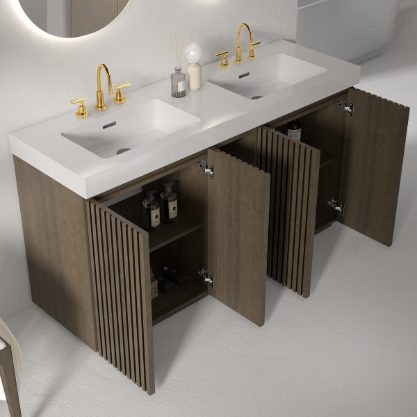 galan 60f" smoked oak bathroom vanity