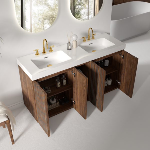 galan 60f" walnut brown bathroom vanity