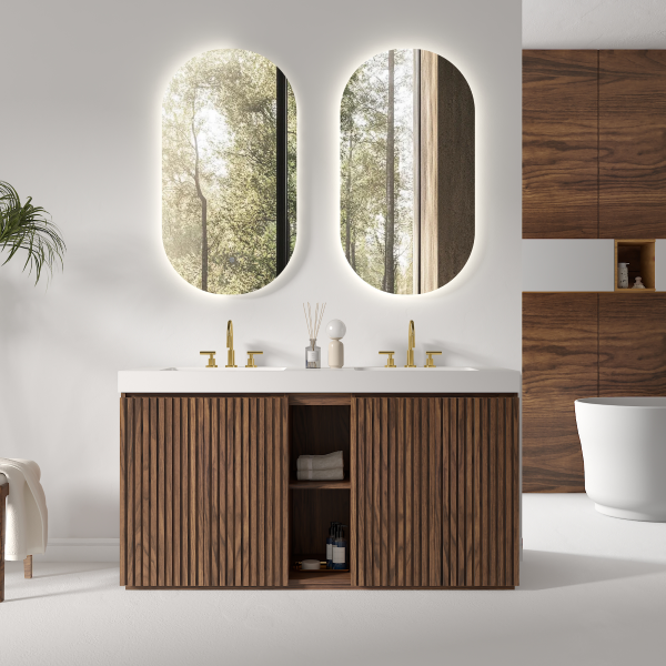 galan 60f" walnut brown bathroom vanity
