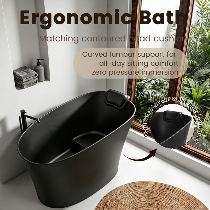 51" solid surface oval freestanding black bathtub