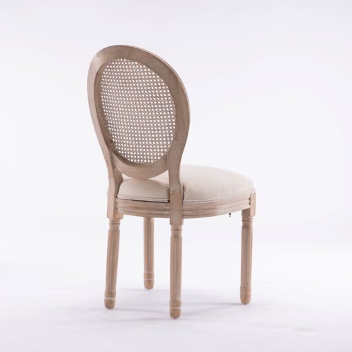 set of 2 fabric rattan back dining chair