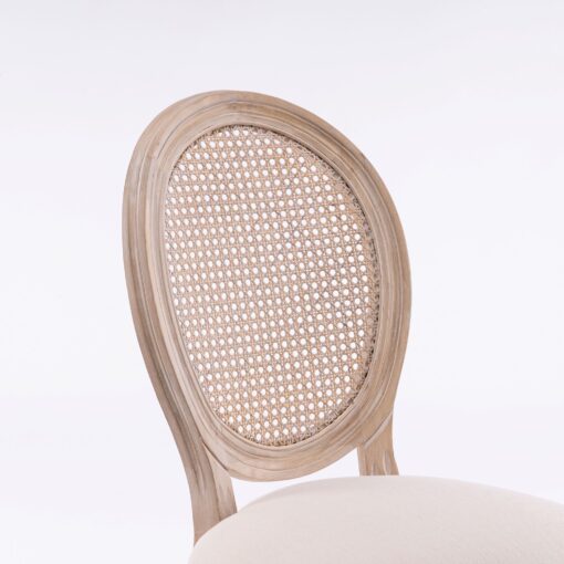 set of 2 fabric rattan back dining chair