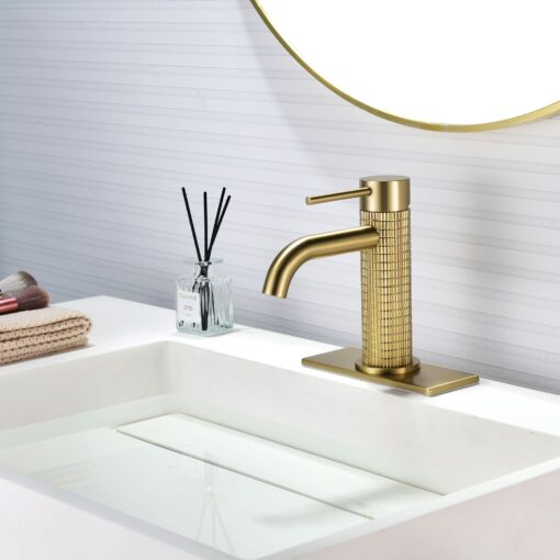 faucet brushed gold single hole for bathroom sink