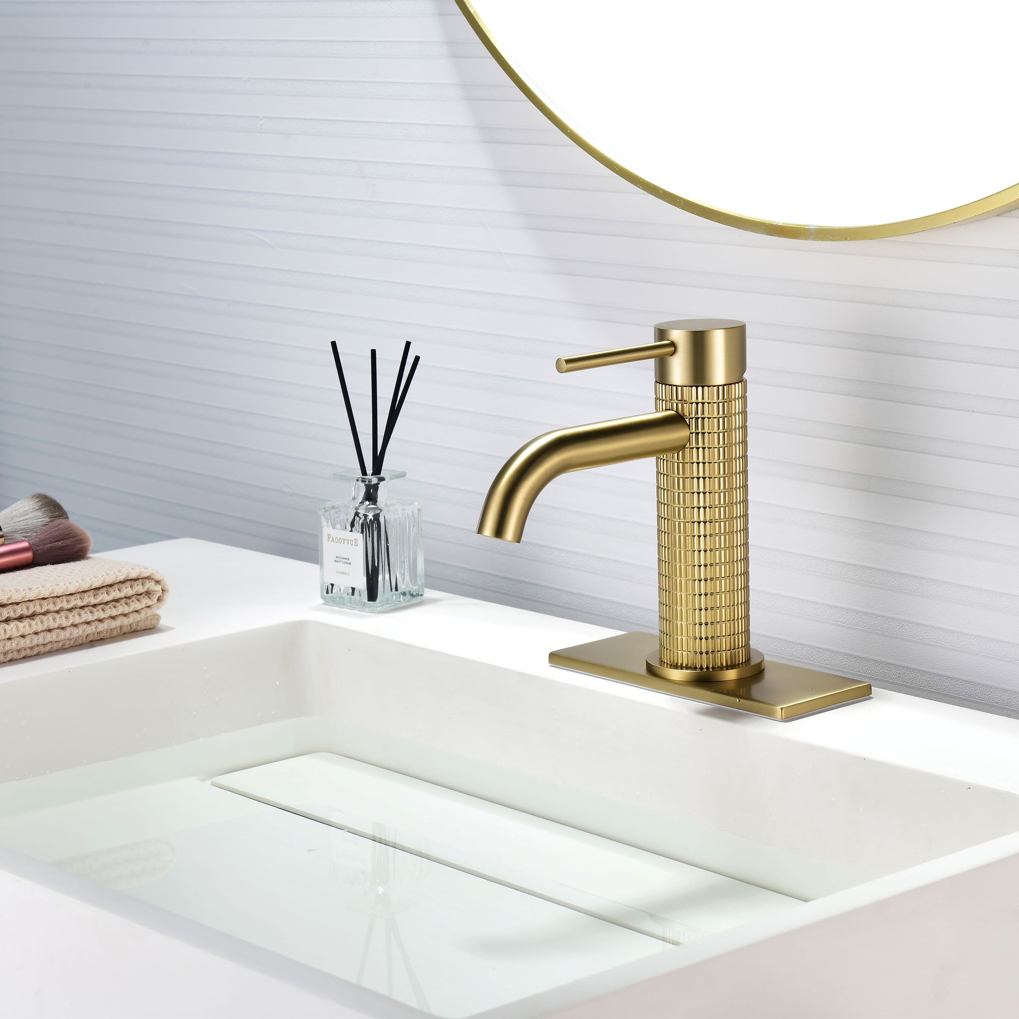 faucet brushed gold single hole for bathroom sink