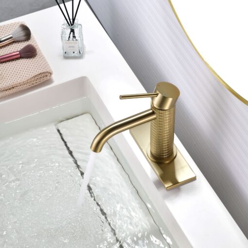 faucet brushed gold single hole for bathroom sink