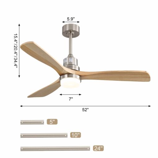 52 inch wood ceiling fan with 3 wood blade