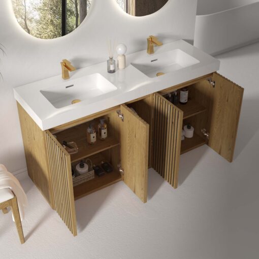 galan 60"knotty oak bathroom vanity