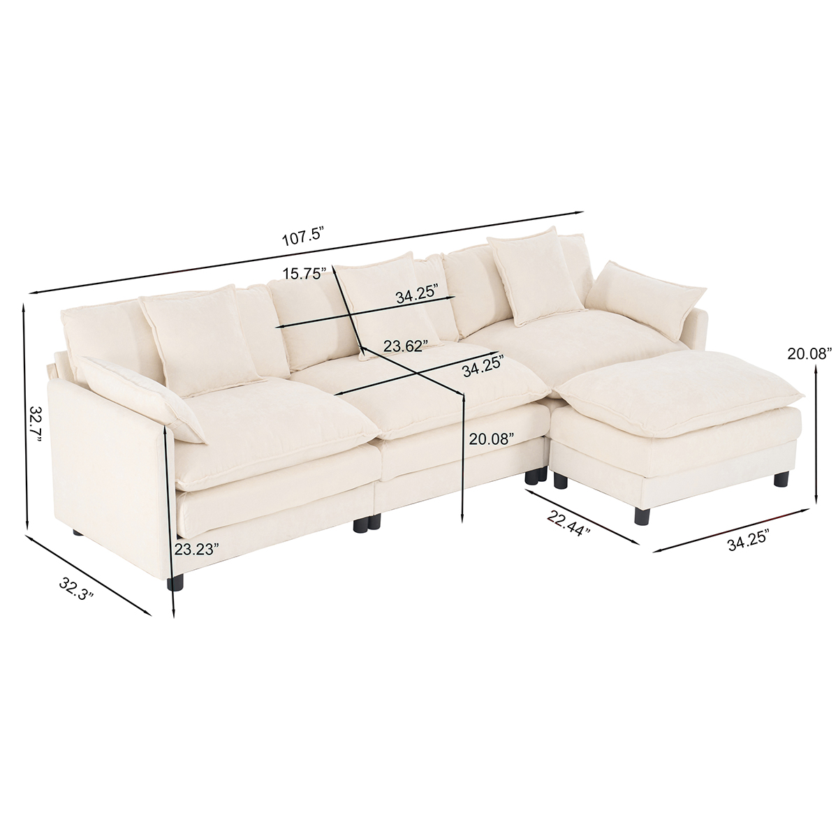 "l" shaped modern sofa modular sectional