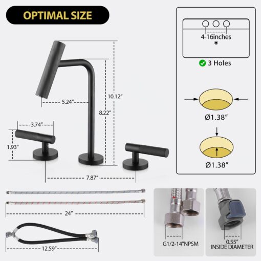 faucet 3 hole matte black bathroom