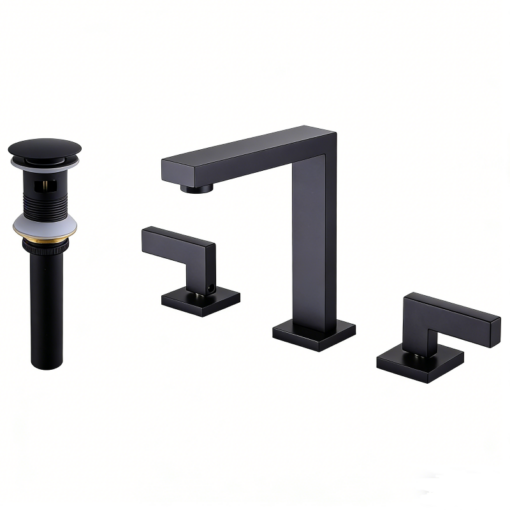 bathroom faucet with pop up drain matte black