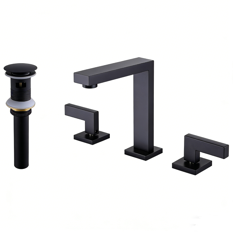 bathroom faucet with pop up drain matte black