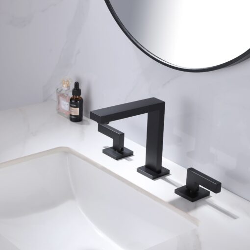 bathroom faucet with pop up drain matte black