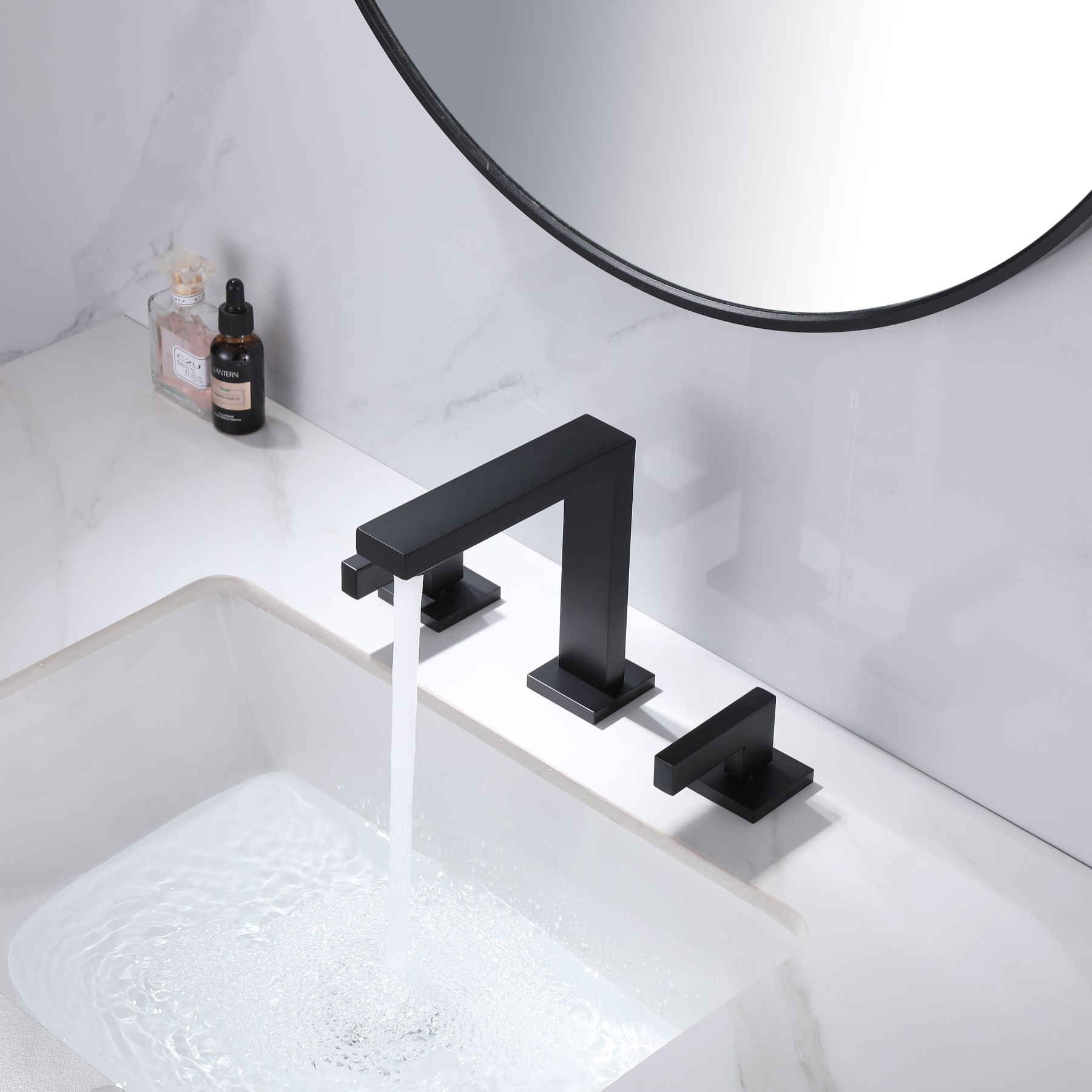 bathroom faucet with pop up drain matte black