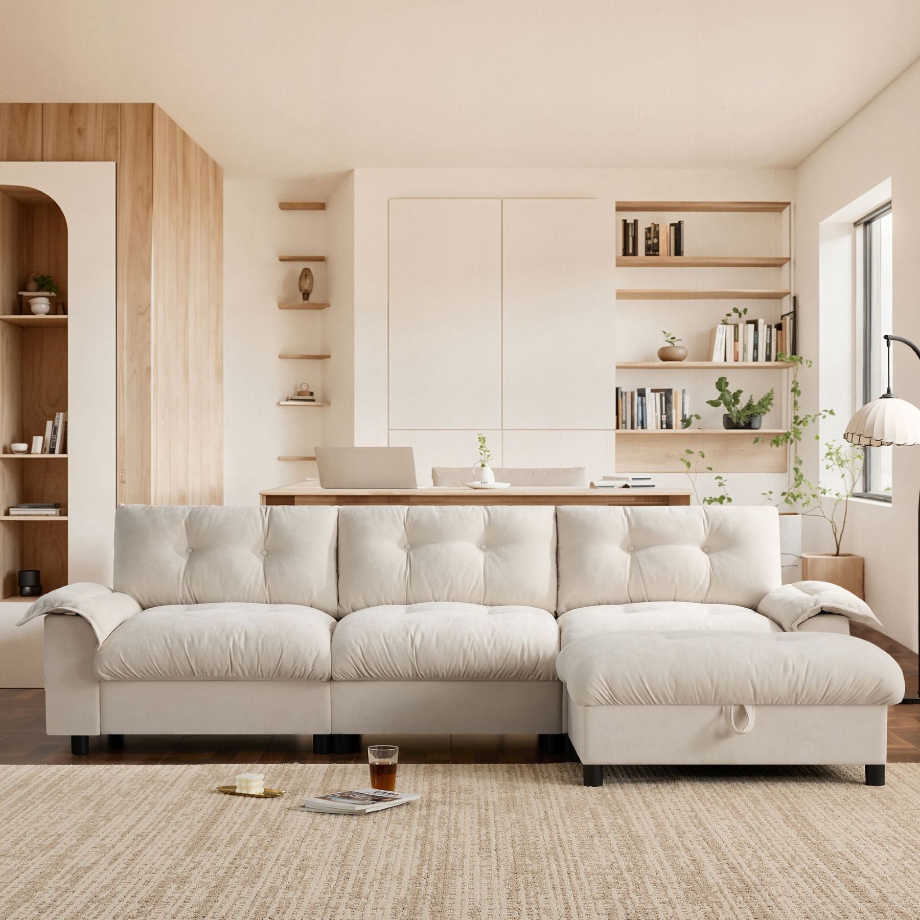 l shape with multifunctional sectional sofa