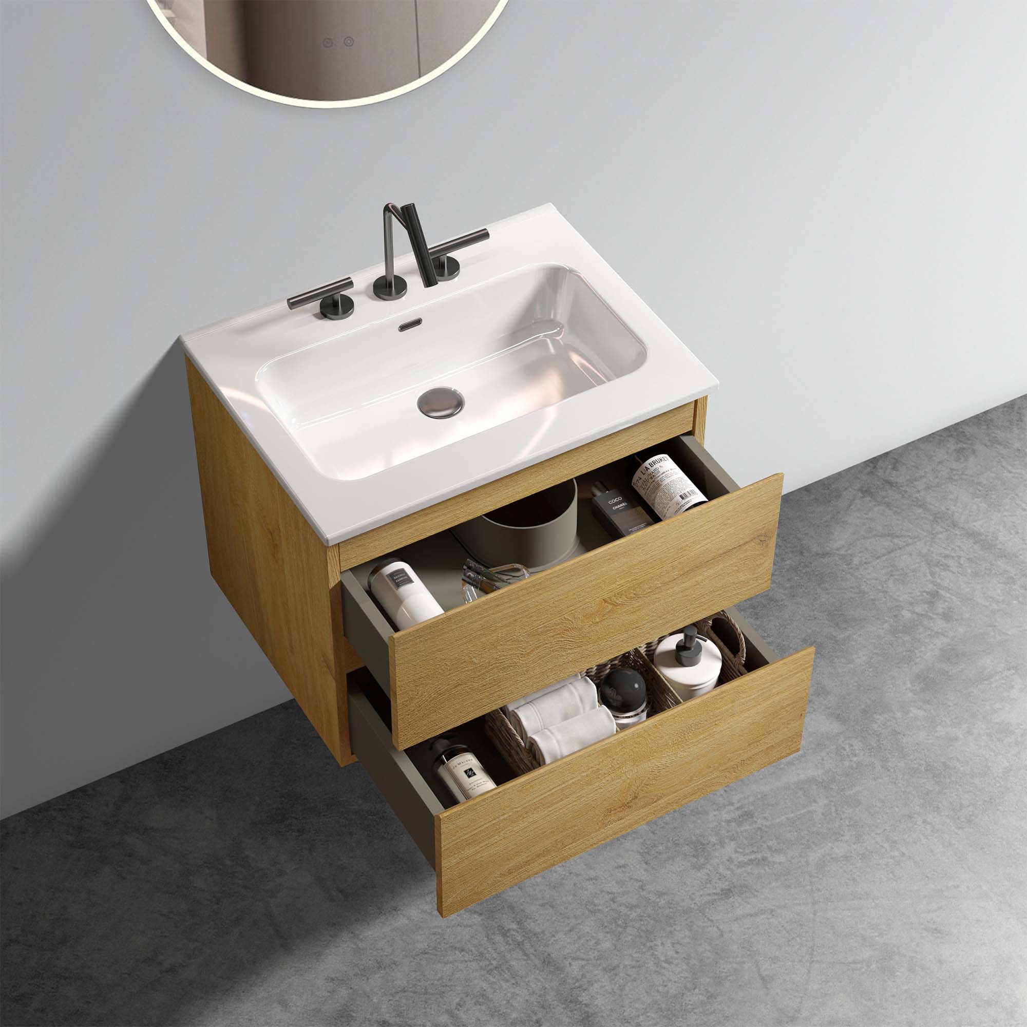 tia 24" natural oak bathroom vanity with sink