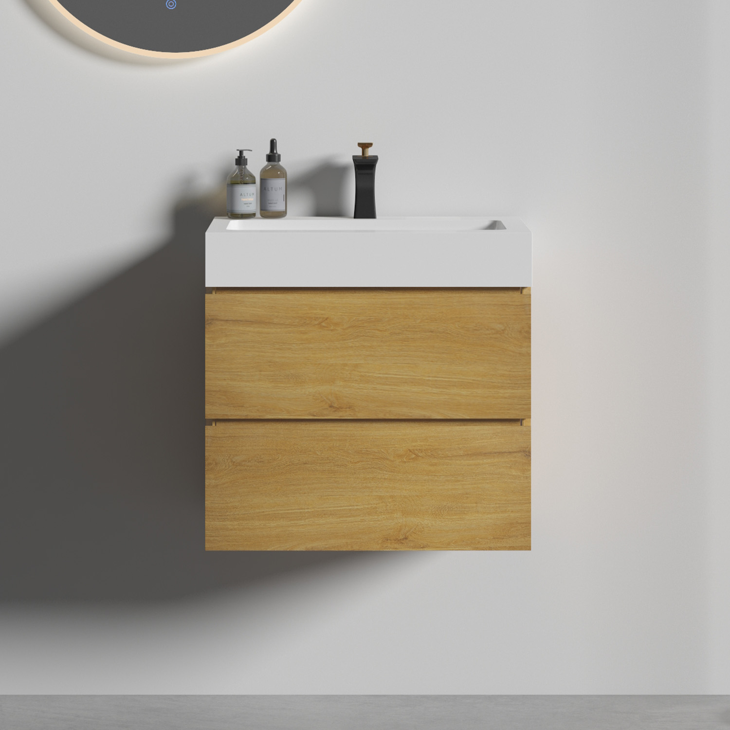 alice 24" natural oak bathroom vanity with sink