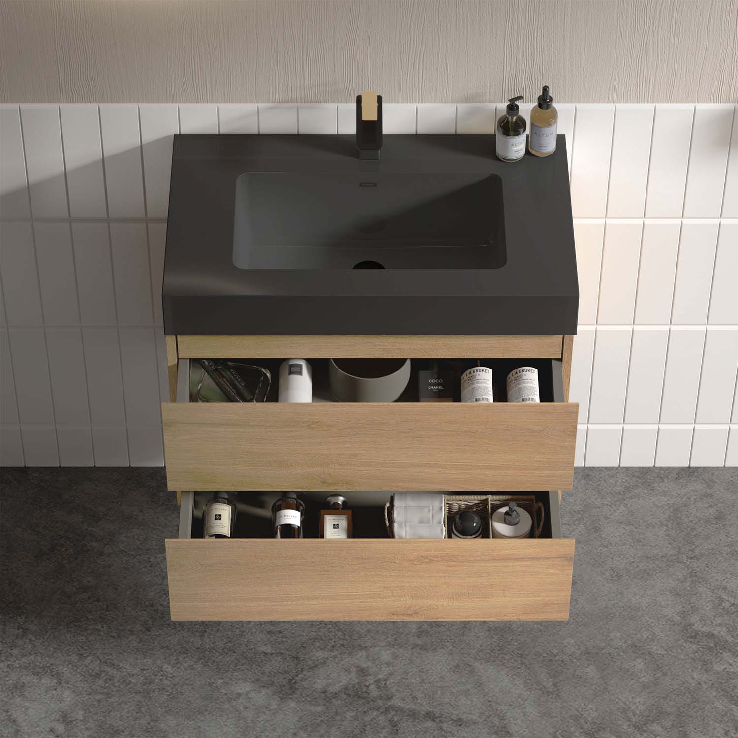 alice 30" natural oak bathroom vanity with sink