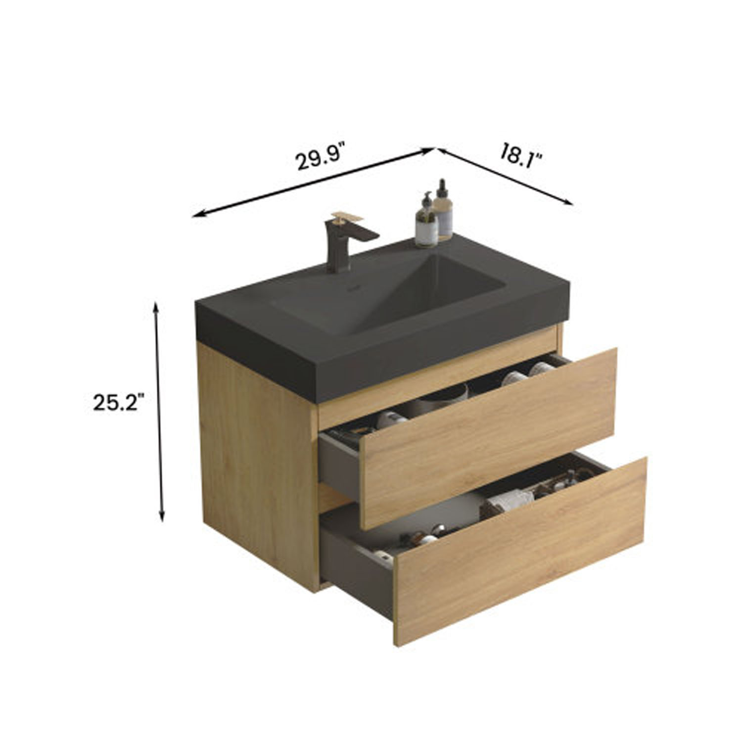 alice 30" natural oak bathroom vanity with sink