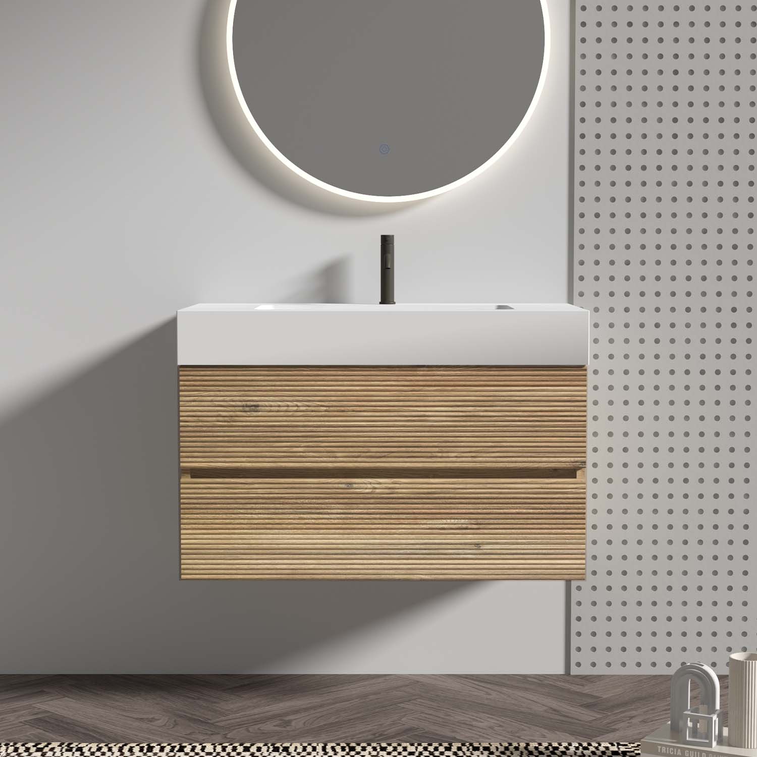 grace 30" oak bathroom vanity with sink