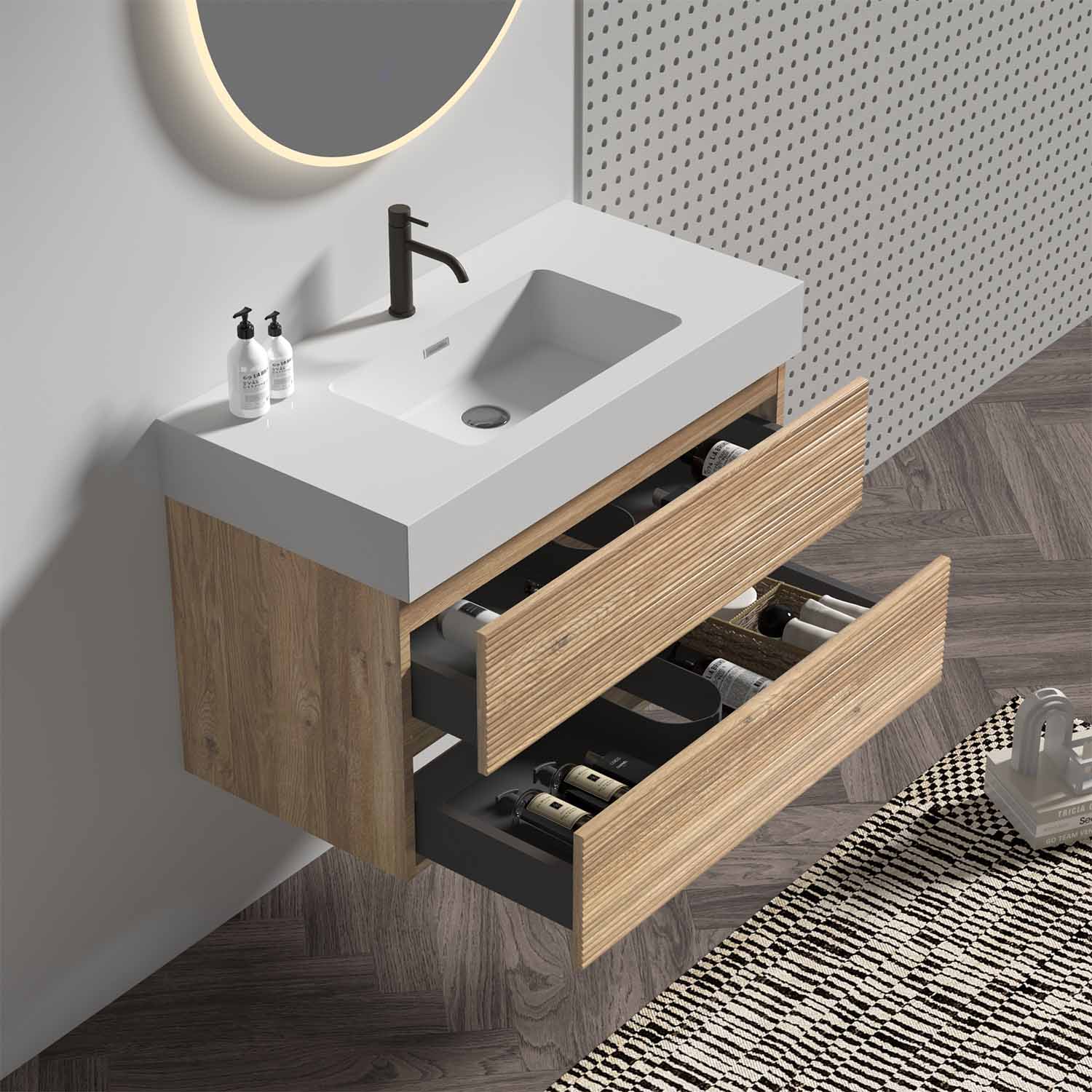 grace 30" oak bathroom vanity with sink