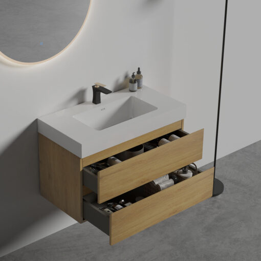 alice 36" natural oak bathroom vanity with sink