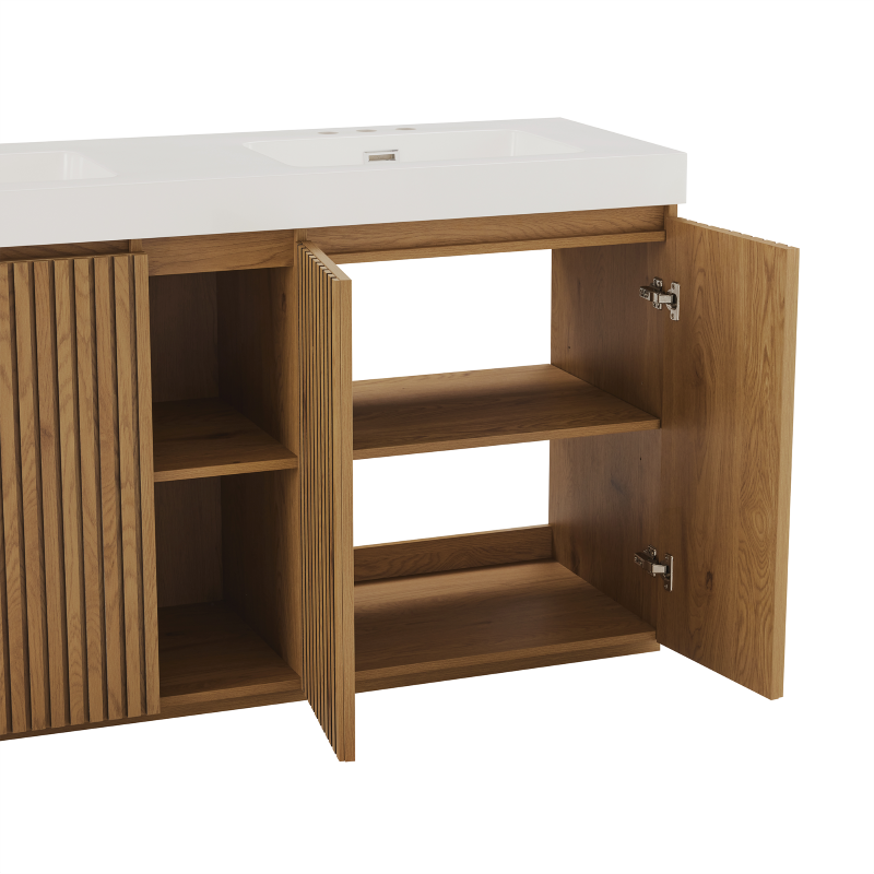 galan 60f" knotty oak bathroom vanity