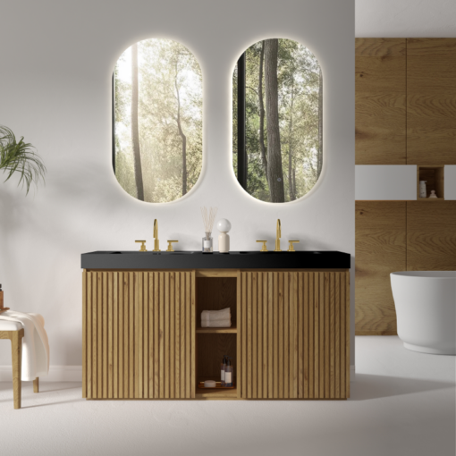 galan 60f" knotty oak bathroom vanity