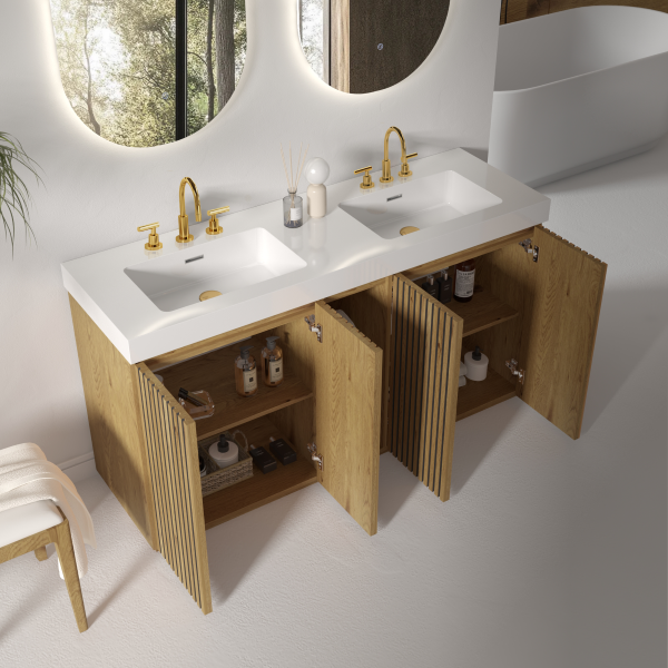 galan 60f" knotty oak bathroom vanity