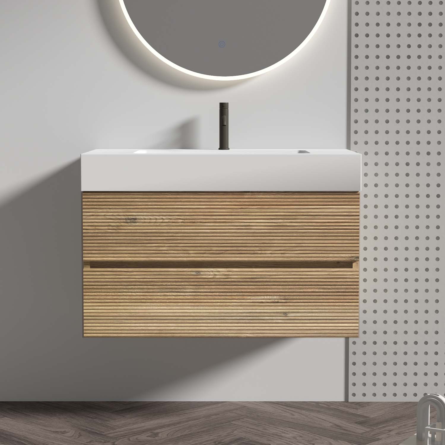 grace 36" oak bathroom vanity with sink