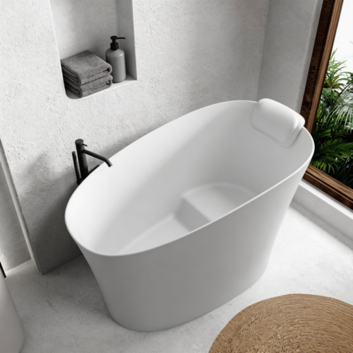 51" solid surface oval freestanding white bathtub
