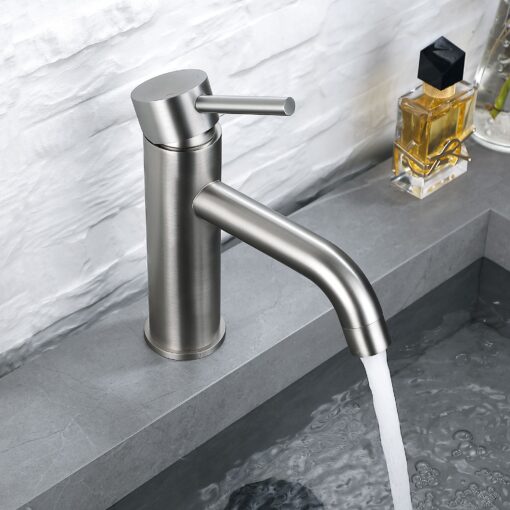 faucet brushed nickel single handle for bathroom