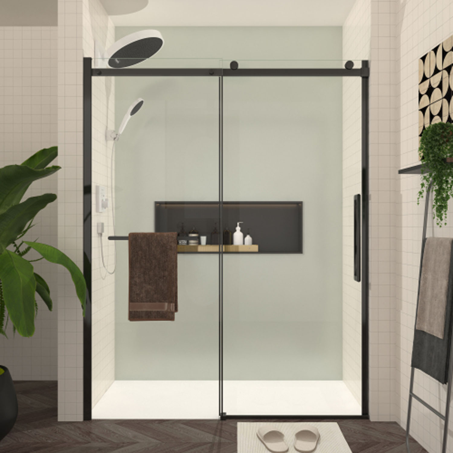 rm tb 60 x 76 black shower door