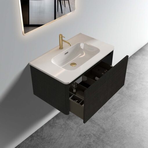 etna 30"black oak bathroom vanity with white sink