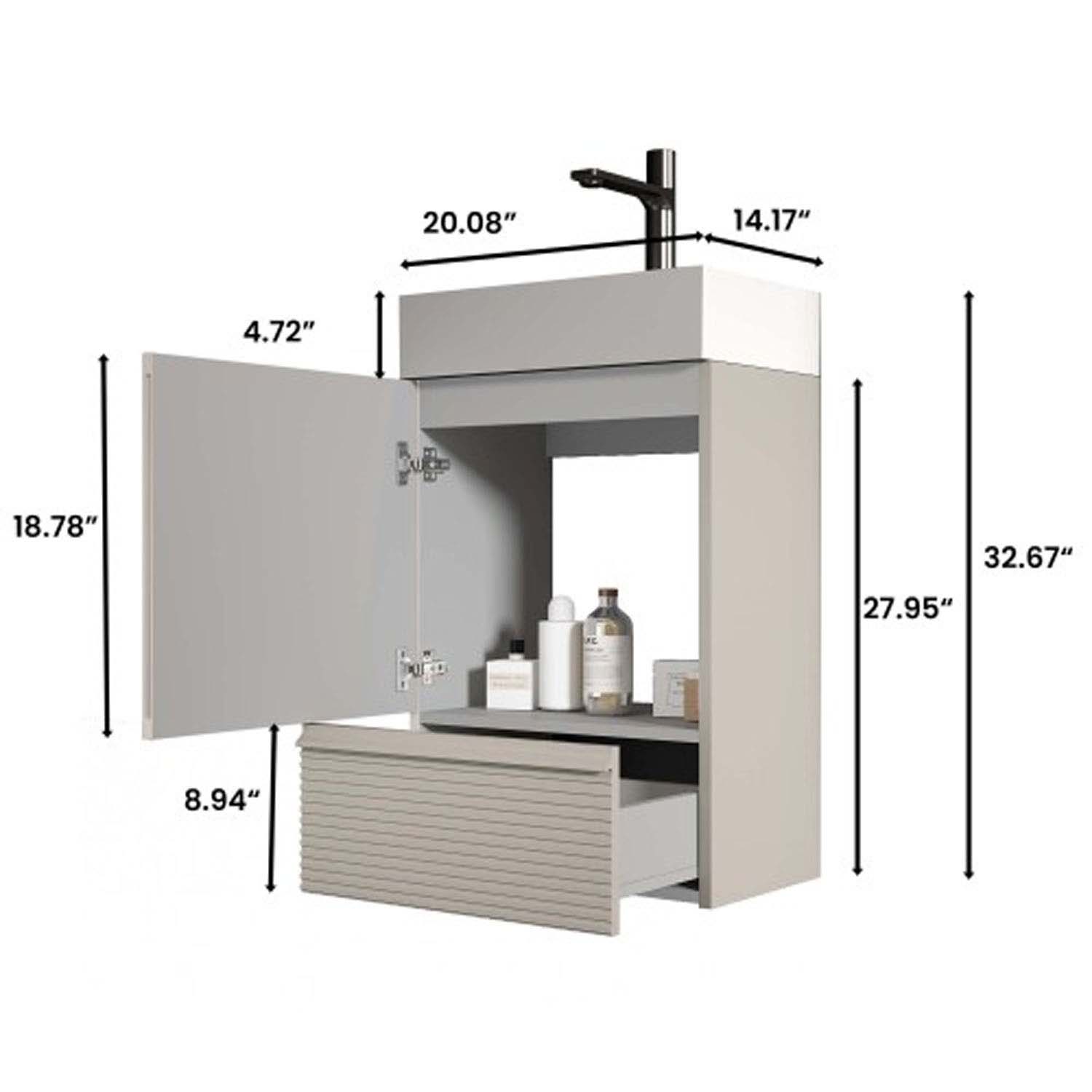 gada 20" cashmere grey bathroom vanity with sink