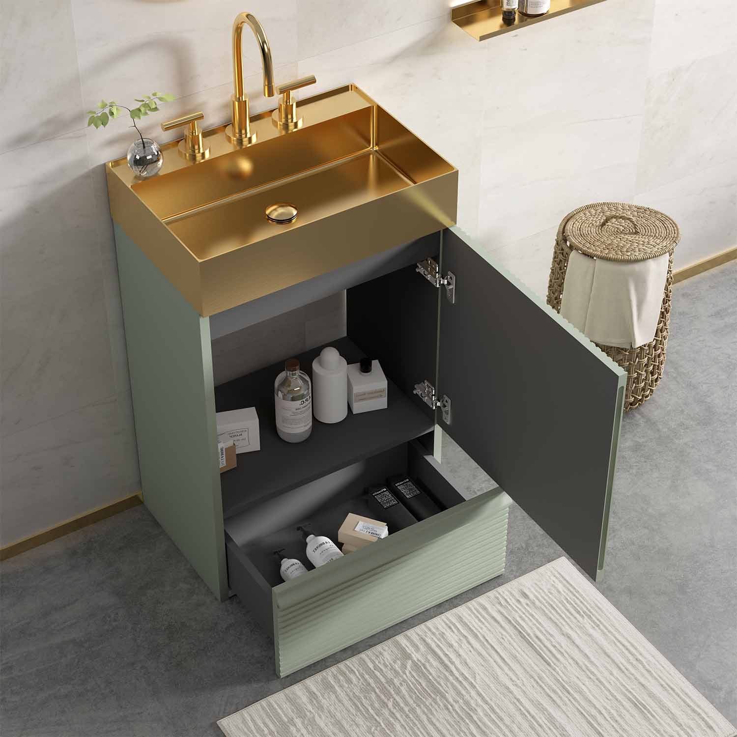 gada pro 20" light green bathroom vanity with sink