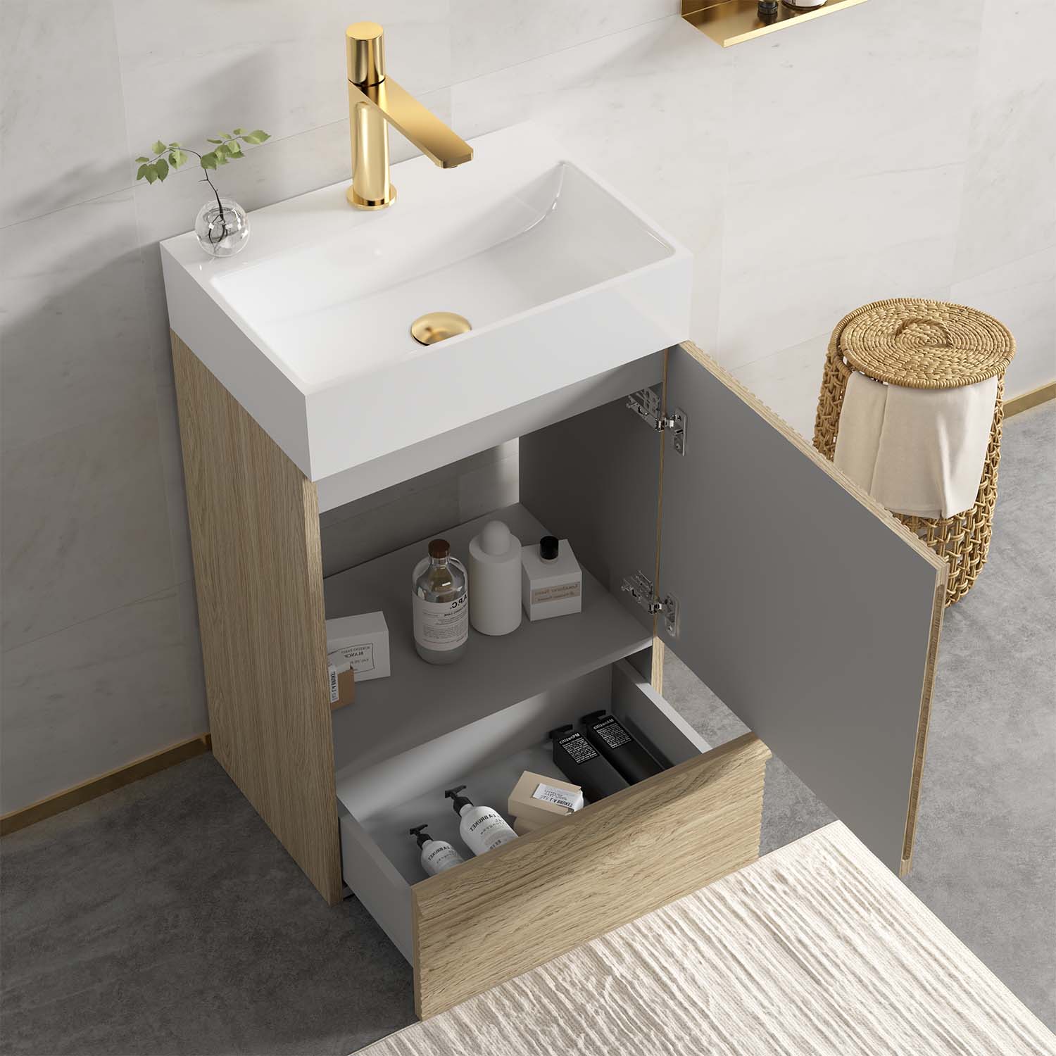 gada 20" oak bathroom vanity with sink