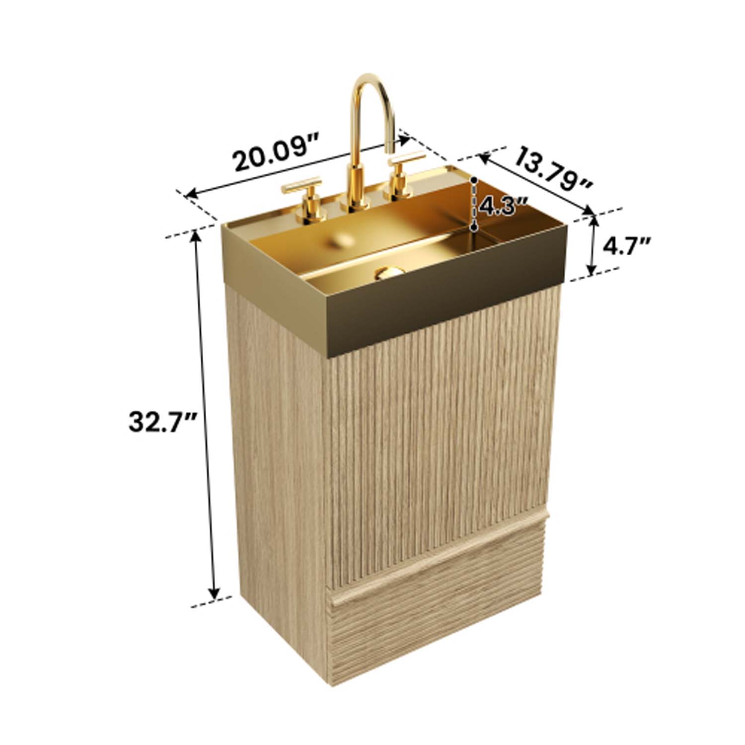 gada pro 20" oak bathroom vanity with sink