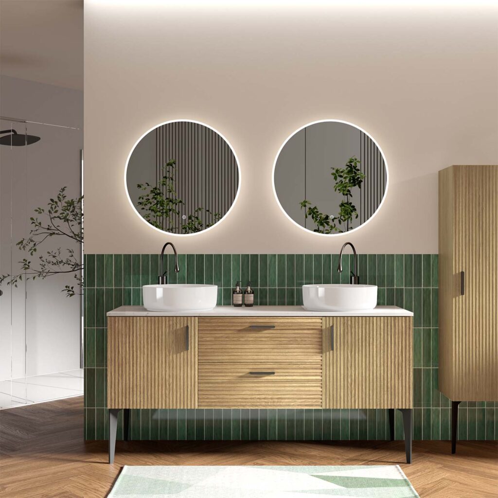 emilia 60" oak bathroom vanity with sink
