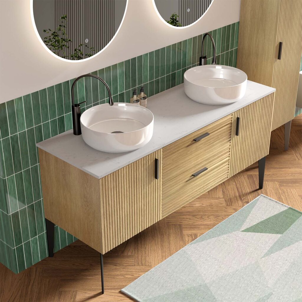 emilia 60" oak bathroom vanity with sink