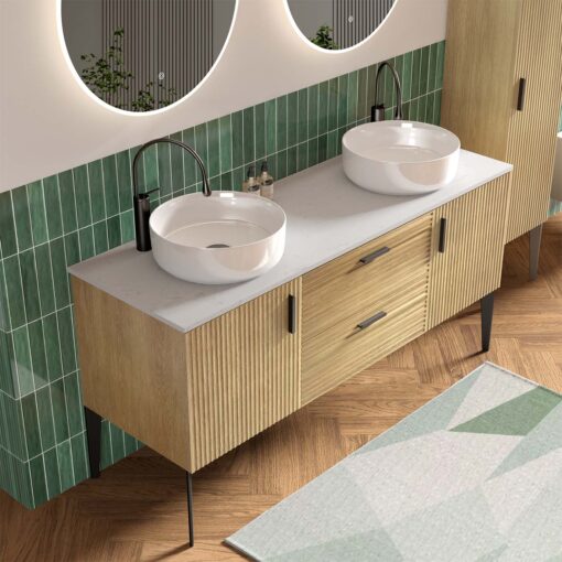 emilia 60" oak bathroom vanity with sink