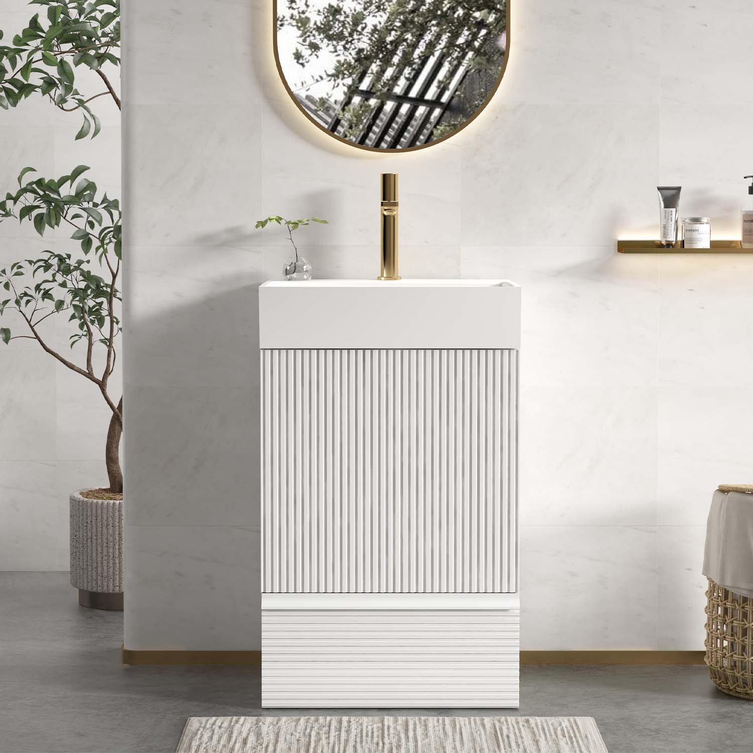 gada 20" velvet white bathroom vanity with sink