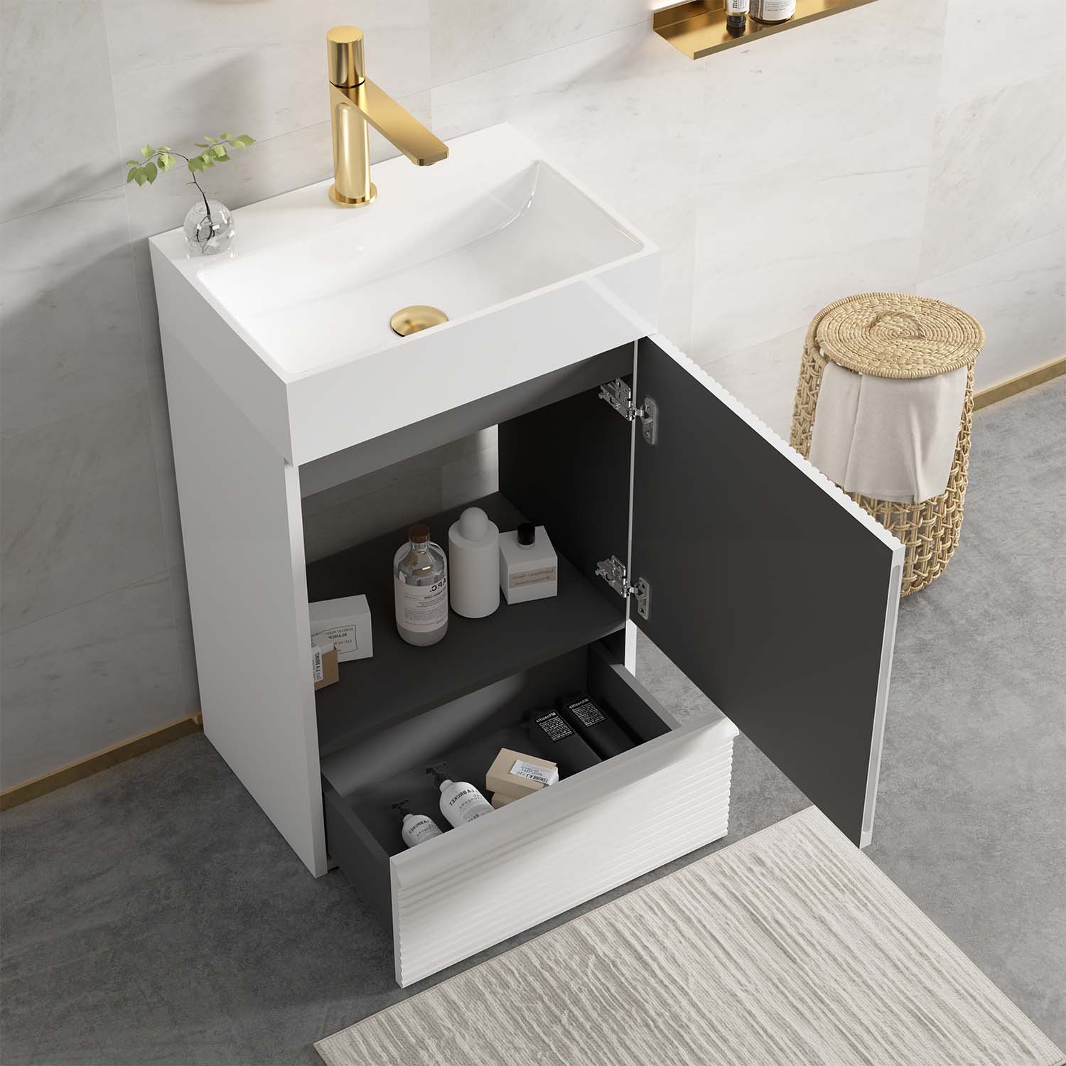 gada 20" velvet white bathroom vanity with sink