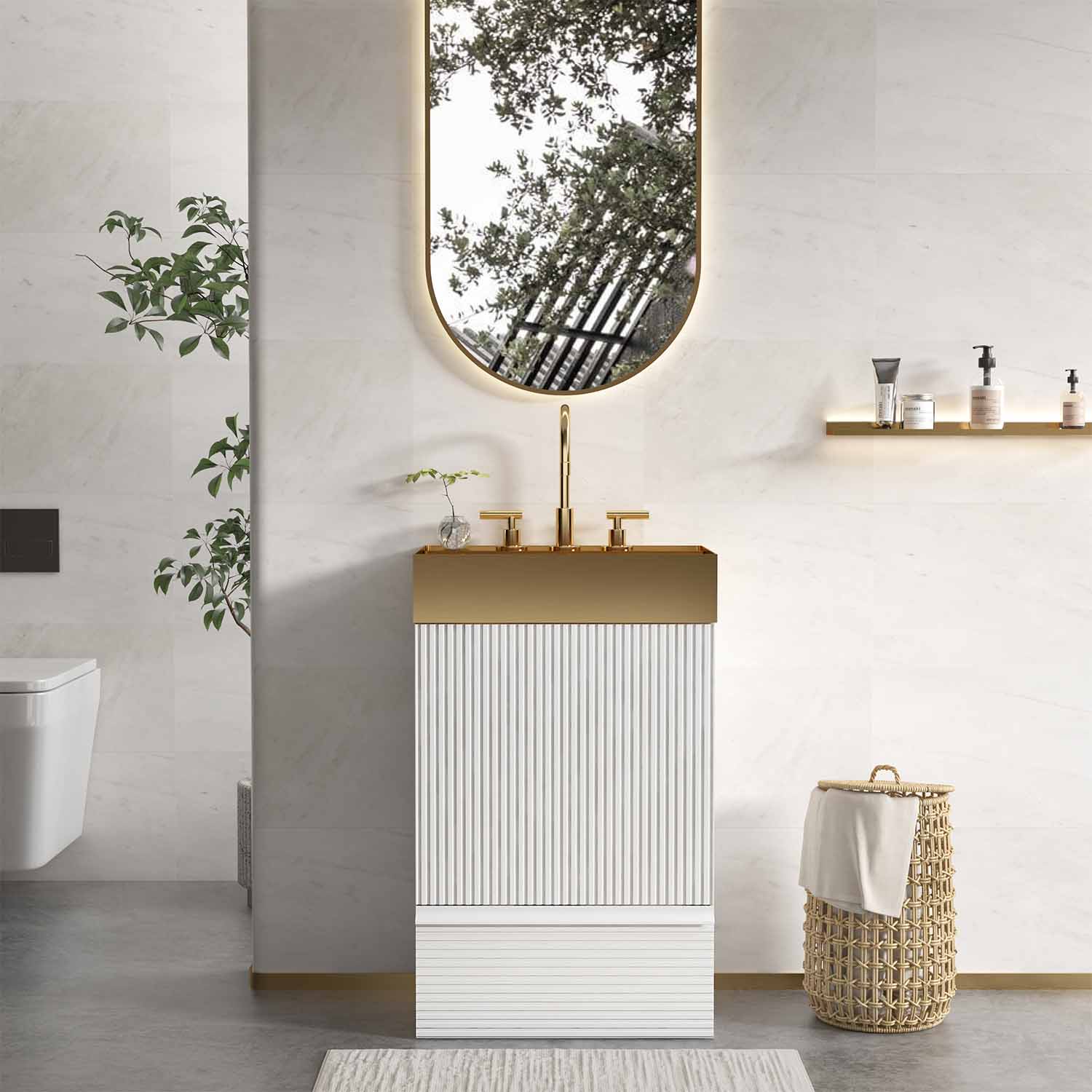 gada pro 20" velvet white bathroom vanity with sink