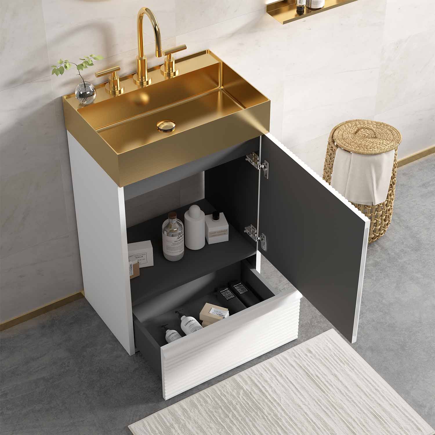 gada pro 20" velvet white bathroom vanity with sink